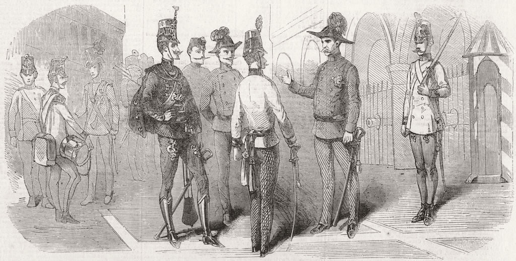 MILITARIA. Uniforms, Austrian troops in Lombardy 1859 old antique print